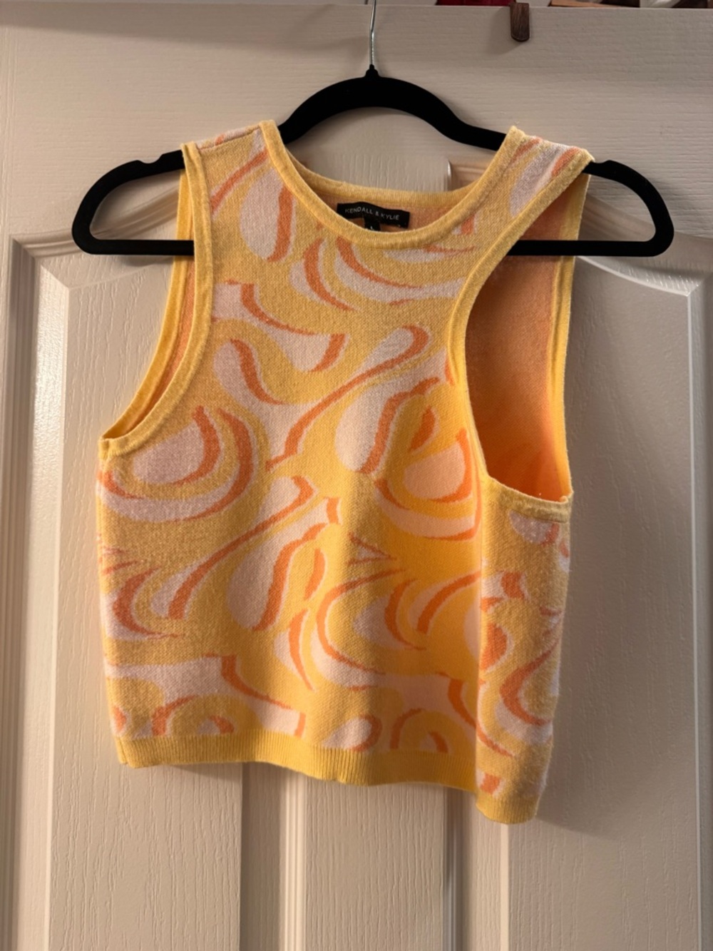 Kendall & Kylie Yellow Swirl Knit Tank